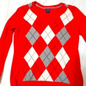 3/$15. Womens red argyle sweater